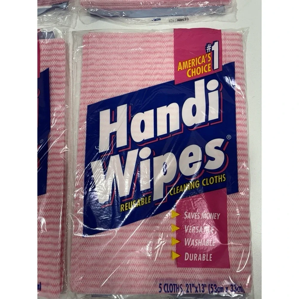 VINTAGE Handi Wipes Lot Of 4 Reusable Multi-purpose Cloths Pink 5 Pk Each New!